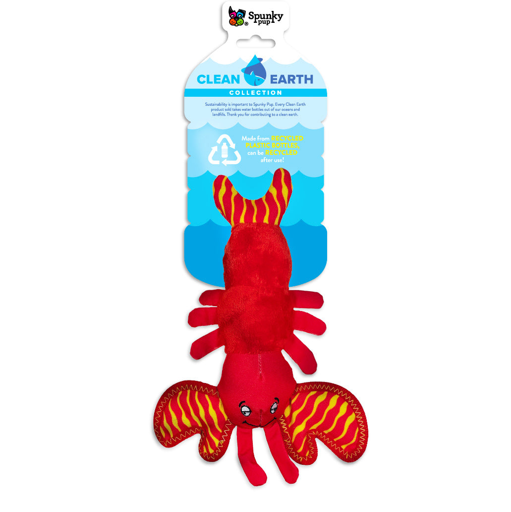 Spunky Pup Clean Earth Lobster Plush Dog Toy